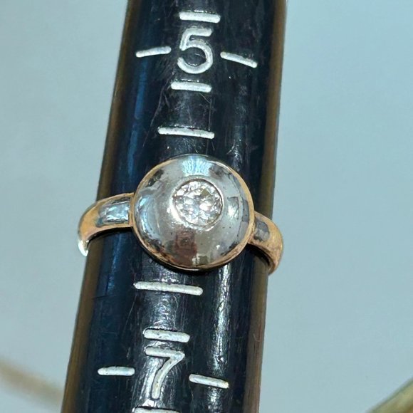 Vintage Sterling Silver Dome Modern Shape Bezel Set CZ Stone Ring Size 6 - Picture 5 of 5